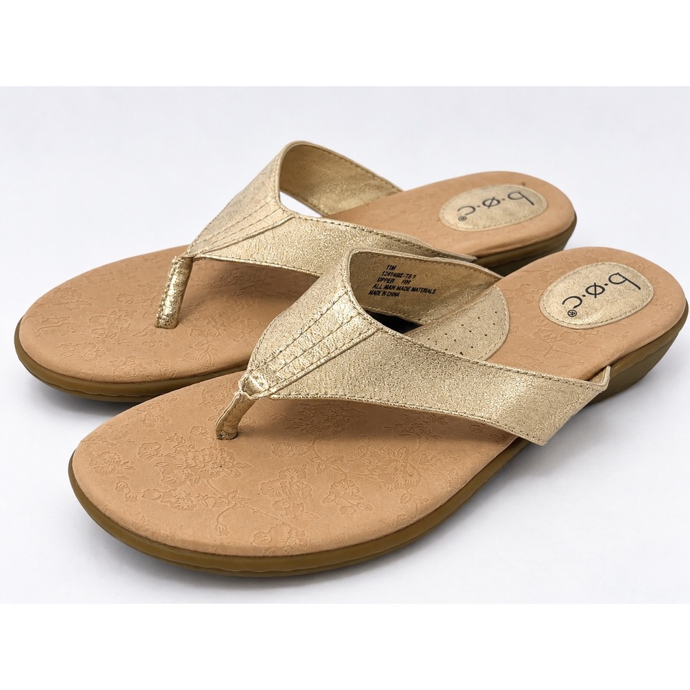 b.o.c. Born Concept Women Gold Metallic Flip Flop Sandals BC0007830 Size 10M